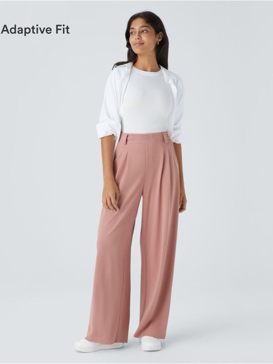 HALARA Pants - Halara Flex High Waisted Wide Leg Work Pants Large Rose Tan Stretch Pocket